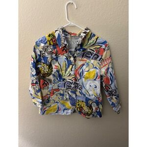 Erin London Abstract Print Button Down 3/4 Sleeve Shirt - M‎ (A723)